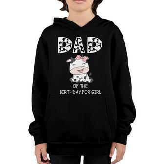 Dad Of The Birthday For Girl Cow Farm First Birthday Cow Graphic Design Printed Casual Daily Basic Youth Hoodie - Thegiftio UK