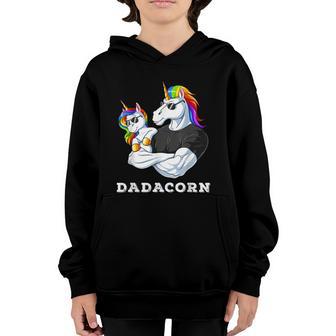Dadacorn Unicorn Dad Of The Birthday Girl Princess Daughter Graphic Design Printed Casual Daily Basic Youth Hoodie - Thegiftio UK