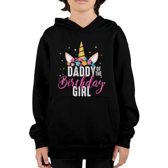 Daddy Of The Birthday Girl Father Gift Unicorn Birthday Gift Graphic Design Printed Casual Daily Basic Youth Hoodie - Thegiftio UK