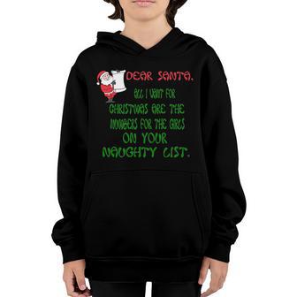 Dear Santa Naughty List Girls Numbers Funny T-Shirt Graphic Design Printed Casual Daily Basic Youth Hoodie - Thegiftio UK