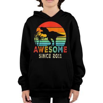 Dinosaur 11Th Birthday Boy Gift Awesome 2011 11 Years Old Youth Hoodie - Thegiftio UK