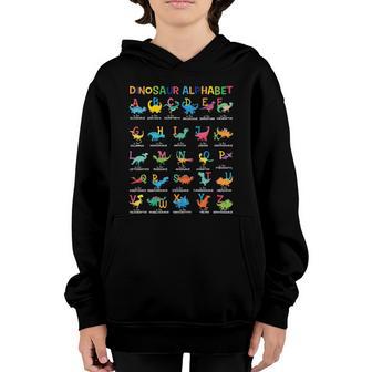 Dinosaur Alphabet Funny Students Boys Girls Dino Lover Kids Cool Gift Graphic Design Printed Casual Daily Basic Youth Hoodie - Thegiftio UK