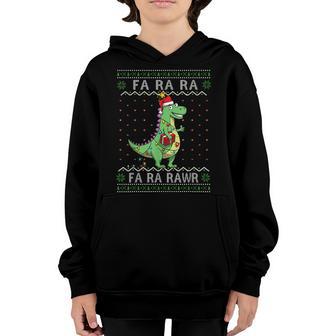 Dinosaur Light Christmas Fa Ra Rawr Ugly Rex Boys Funny Xmas Youth Hoodie - Thegiftio UK