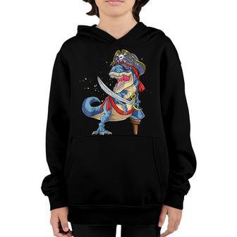 Dinosaur T Rex Pirate Jolly Roger Halloween Boys Kids Youth Hoodie - Thegiftio UK