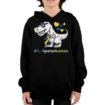 Down Syndrome Awareness T-Rex Dinosaur Boys Kids Trisomy T21 Youth Hoodie - Thegiftio UK