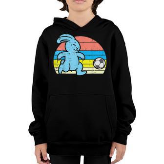 Easter Bunny Playing Soccer Retro Football Boys Girls Kids Youth Hoodie - Thegiftio UK