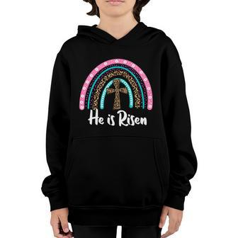 Easter For Christian Teen Girls Mom He Is Risen Leopard Gift Youth Hoodie - Monsterry UK