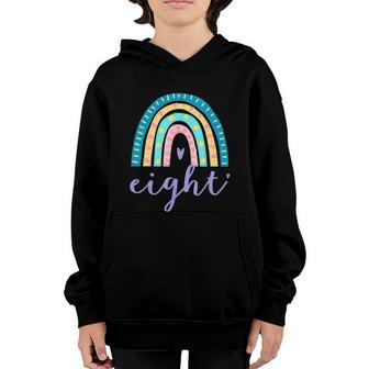 Eight Year Old Rainbow 8Th Birthday For Girls 8 Bday Youth Hoodie