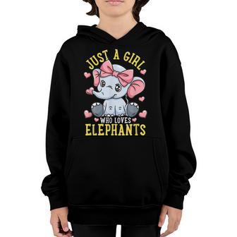 Elephant Lover Gift Just A Girl Who Loves Elephants Youth Hoodie - Thegiftio UK