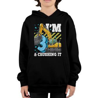 Excavator 3Rd Birthday Construction Party Boys Graphic Design Printed Casual Daily Basic Youth Hoodie - Thegiftio UK