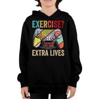 Exercise I Thought You Said Extra Lives Video Gamer Gaming V2 Youth Hoodie - Thegiftio UK