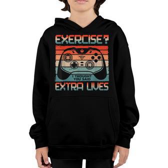 Exercise I Thought You Said Extra Lives Video Gamer Gaming V3 Youth Hoodie - Thegiftio UK