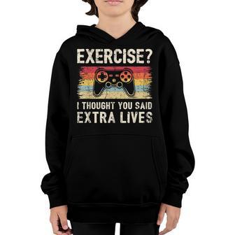 Extra Lives Funny Video Game Controller Retro Gamer Boys V11 Youth Hoodie - Thegiftio UK