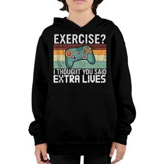 Extra Lives Funny Video Game Controller Retro Gamer Boys V15 Youth Hoodie - Thegiftio UK