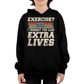 Extra Lives Funny Video Game Controller Retro Gamer Boys V2 Youth Hoodie - Thegiftio UK
