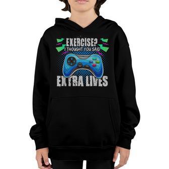Extra Lives Funny Video Game Controller Retro Gamer Boys V28 Youth Hoodie - Thegiftio UK