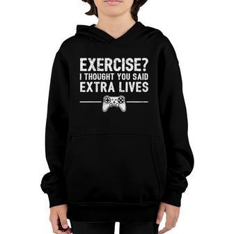 Extra Lives Funny Video Game Controller Retro Graphic Design Printed Casual Daily Basic Youth Hoodie - Thegiftio UK