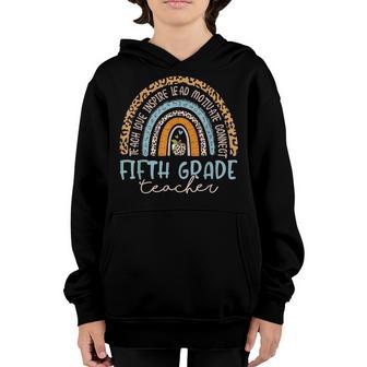 Fifth Grade Teacher First Day Of School Boho Rainbow Leopard Youth Hoodie - Thegiftio UK