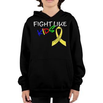Fight Like Kids Childhood Cancer Awareness Month Gold Ribbon Youth Hoodie - Thegiftio UK