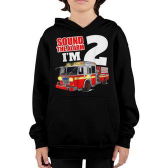 Fire Truck 2Nd Birthday Boy 2 Year Old Firefighter V2 Youth Hoodie - Thegiftio UK