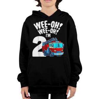 Fire Truck 2Nd Birthday Boy 2 Year Old Firefighter V3 Youth Hoodie - Thegiftio UK