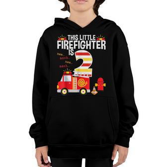 Fire Truck 2Nd Birthday Boy 2 Year Old Firefighter V4 Youth Hoodie - Thegiftio UK