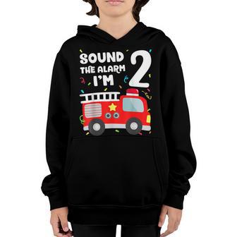 Fire Truck 2Nd Birthday Boy 2 Year Old Firefighter V5 Youth Hoodie - Thegiftio UK