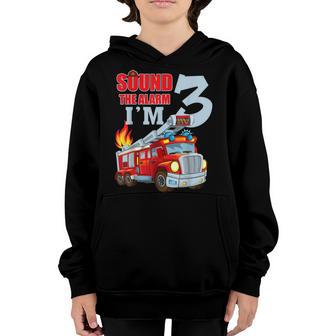 Fire Truck 3Rd Birthday Boy 3 Year Old Firefighter V2 Youth Hoodie - Thegiftio UK