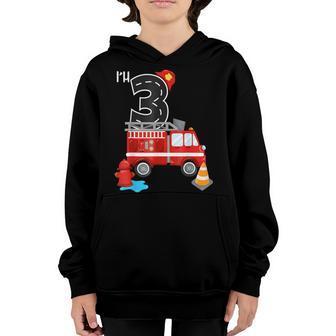 Fire Truck 3Rd Birthday Boy 3 Year Old Firefighter V5 Youth Hoodie - Thegiftio UK
