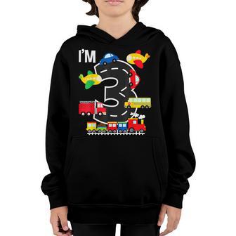 Fire Truck 3Rd Birthday Boy 3 Year Old Firefighter V7 Youth Hoodie - Thegiftio UK