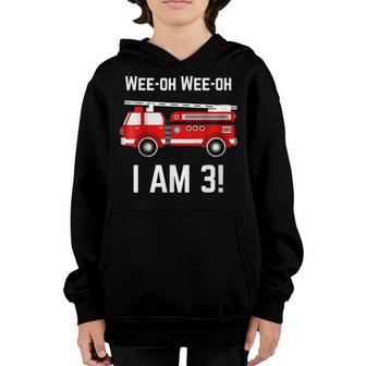 Fire Truck 3Rd Birthday Boy 3 Year Old Firefighter Youth Hoodie - Thegiftio UK