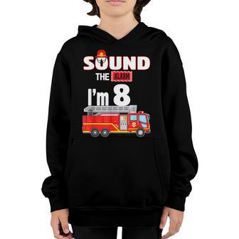 Fire Truck 8 Year Old Firefighter 8Th Birthday Boy Toddler V2 Youth Hoodie - Thegiftio UK