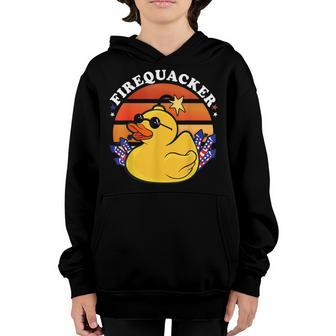 Firecracker Rubber Duck 4Th Of July Patriotic Firequacker Youth Hoodie - Seseable