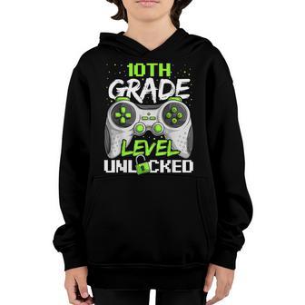 First Day Of 10Th Grade Level Unlocked Back To School Youth Hoodie - Thegiftio UK