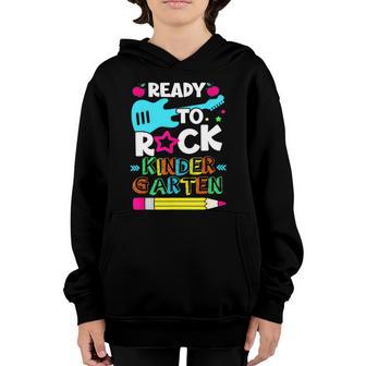 First Day Of School Ready To Rock Kindergarten Teens Funny Gift Graphic Design Printed Casual Daily Basic Youth Hoodie - Thegiftio UK