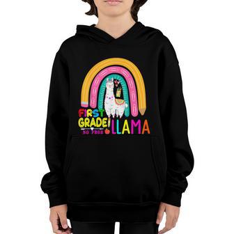 First Grade No Prollama Funny Boho Rainbow Alpaca Llama Back To School 1St Grade Youth Hoodie - Thegiftio UK