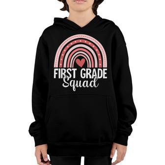 First Grade Rainbow Happy First Day Team 1St Grade Squad Youth Hoodie - Thegiftio UK