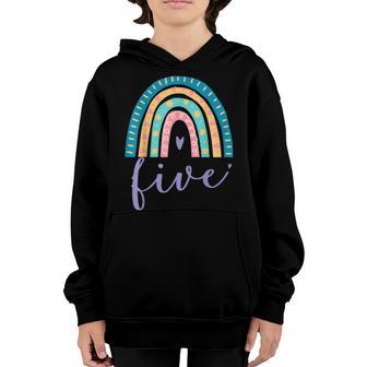 Five Year Old Rainbow 5Th Birthday Gifts For Girls 5 Bday Youth Hoodie - Thegiftio UK