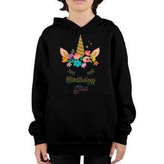 Floral Birthday Girl Unicorn Graphic Design Printed Casual Daily Basic Youth Hoodie - Thegiftio UK