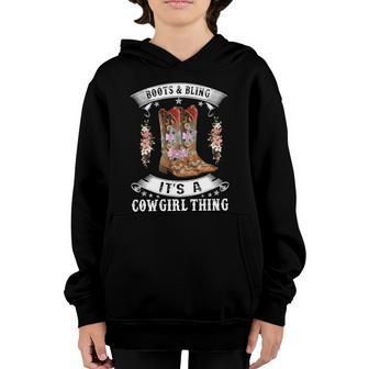 Floral Cowgirl Boots And Bling Cowgirl Thing Western Country Gift Graphic Design Printed Casual Daily Basic Youth Hoodie - Thegiftio UK