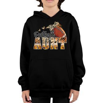 Football Aunt Cute Aunt Life Football Game Day Aunt Leopard Youth Hoodie - Thegiftio UK
