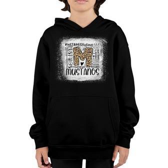 Football Mustangs School Sports Fan Team Spirit Typography Youth Hoodie - Thegiftio UK