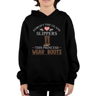 Forget Glass Slippers This Princess Wears Boots Funny Cowboy Gift Graphic Design Printed Casual Daily Basic V3 Youth Hoodie - Thegiftio UK