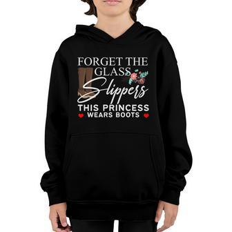Forget Glass Slippers This Princess Wears Boots Funny Cowboy Gift Graphic Design Printed Casual Daily Basic V4 Youth Hoodie - Thegiftio UK