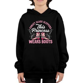 Forget Glass Slippers This Princess Wears Boots Gift Cowgirl Gift Graphic Design Printed Casual Daily Basic Youth Hoodie - Thegiftio UK