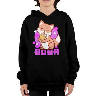 Fox Bubble Tea Anime Boba Kawaii Neko Girls Youth Hoodie - Thegiftio UK