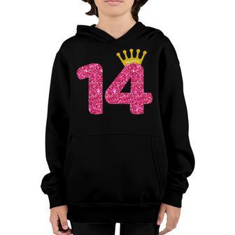 Funny 14Th Party Number 14 Year Old Girls 14Th Birthday Youth Hoodie - Thegiftio UK