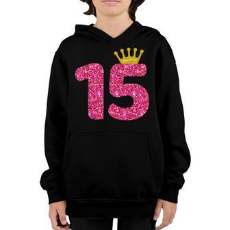 Funny 15Th Party Number 15 Year Old Girls 15Th Birthday Youth Hoodie - Thegiftio UK