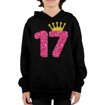 Funny 17Th Party Number 17 Year Old Girls 17Th Birthday Youth Hoodie - Thegiftio UK
