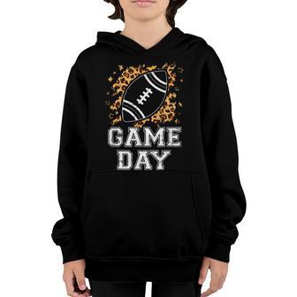 Funny American Football Game Day Leopard Print Sport Lover Youth Hoodie - Thegiftio UK